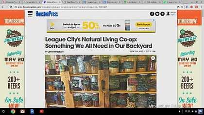 Picture of feature article at Houston Press of Natural Living Vegan Cafe