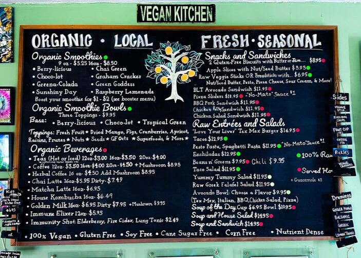 Picture of Natural Living Vegan Cafe Menu Board